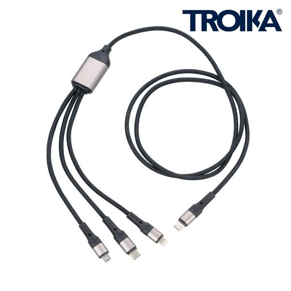 TROIKA CBL40 - Multifunktionel Opladerkabel 3-i-1 med Dataoverførsel