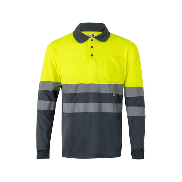 Velilla 36067 - Tofarvet poloshirt (160 g/m²) og lange ærmer, i polyester (100 %)