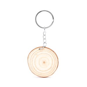 BUDAN Natural wood cut keyring with metal ring
