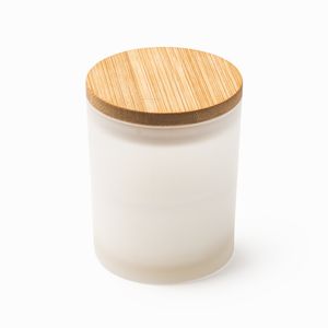 VANILA Scented candle in a translucent glass with bamboo lid