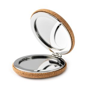 BELLE Folding double-sided pocket mirror made of natural cork and chrome plated metal - EgotierPro ES1231