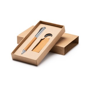 Stamina HW1335 - SET FEZ Ball pen and keyring set in recycled leather with metallic details