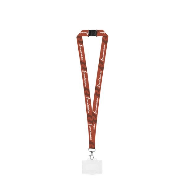 Sublimation lanyard made from recycled polyester (100% rPET) with carabiner, safety clasp, and rigid card holder