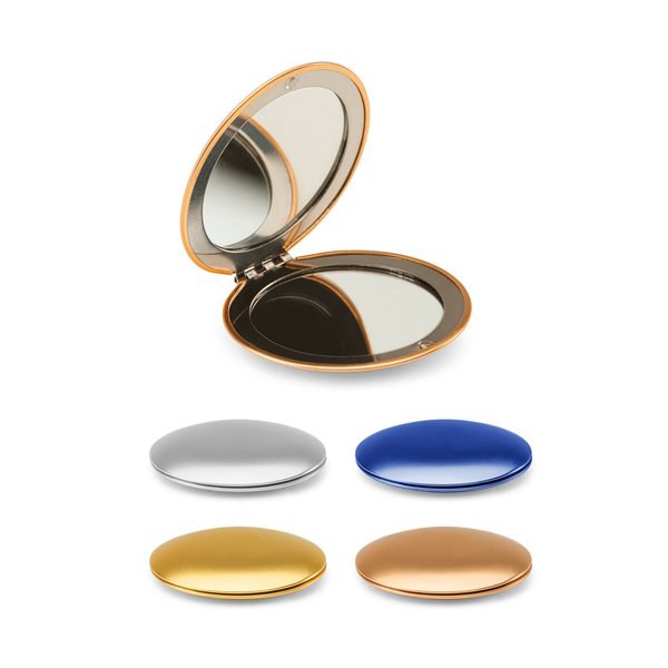 Double-sided round aluminum mirror with magnetic closure - Egotier 95097
