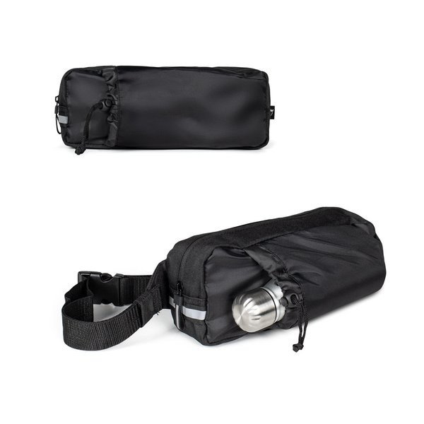 300D recycled polyester (shiny finish) and 600D recycled polyester waist bag with reflective elements - Egotier 92091A