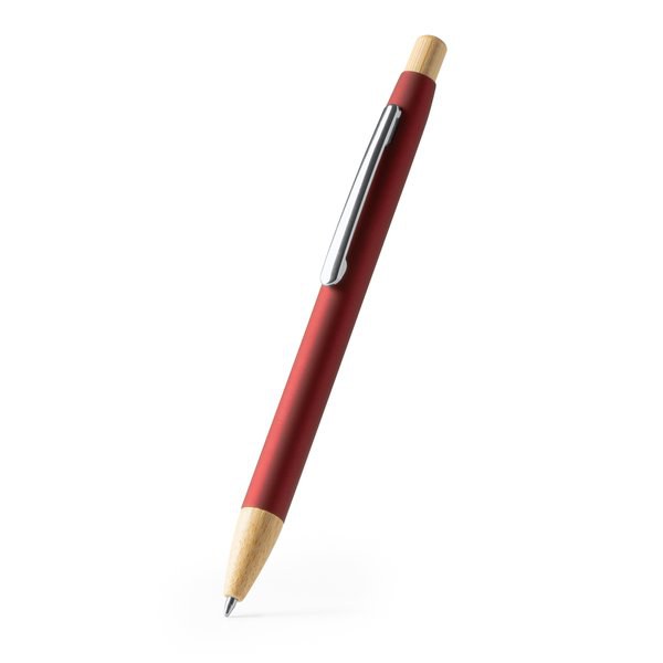 Stamina BL1505 - VERSO Rubber-finish metallic pen with push-button and bamboo details
