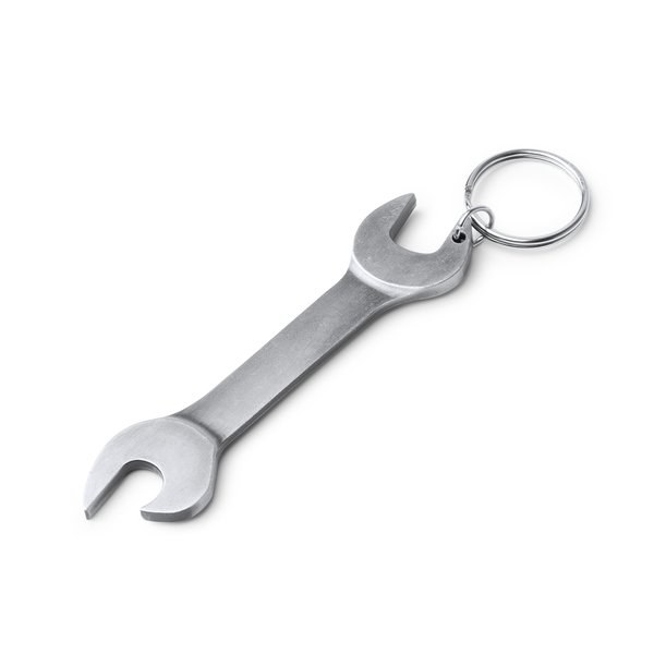 ASGAR Keyring in the shape of a wrench made from metal with an opening function