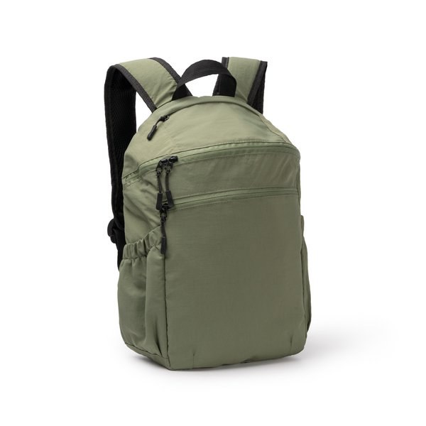TROYER Backpack made from Taslon Ripstop nylon with side pockets with elastic adjustment for carrying bottles