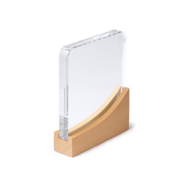 KUDER Rectangular design glass trophy with bamboo base