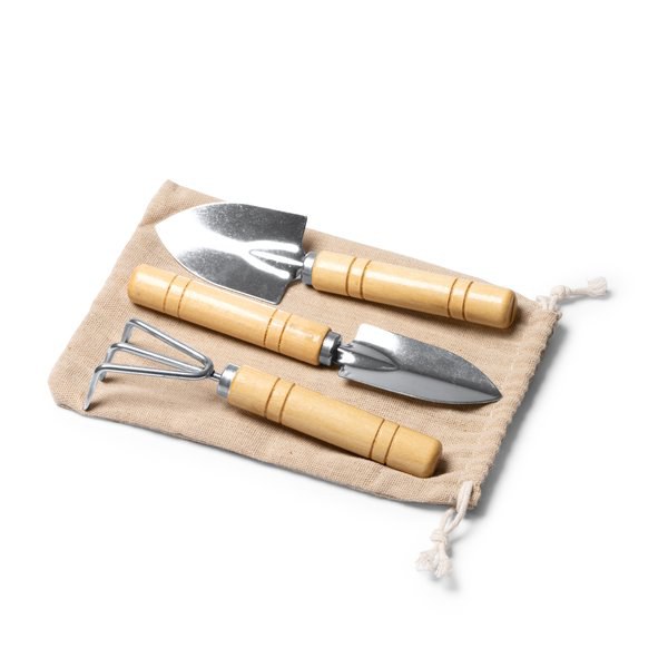 CROCUS Gardening set with 3 acceosrios made of stainless steel and bamboo handle