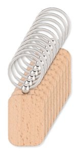 Pakke med 100 GiftRetail MO9774 - POTY WOOD Rektangulær træ nøglering