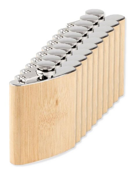 Pack of 100 GiftRetail MO6356 - HIPHIP Eco-Friendly Bamboo Slim Hip Flask 175ml