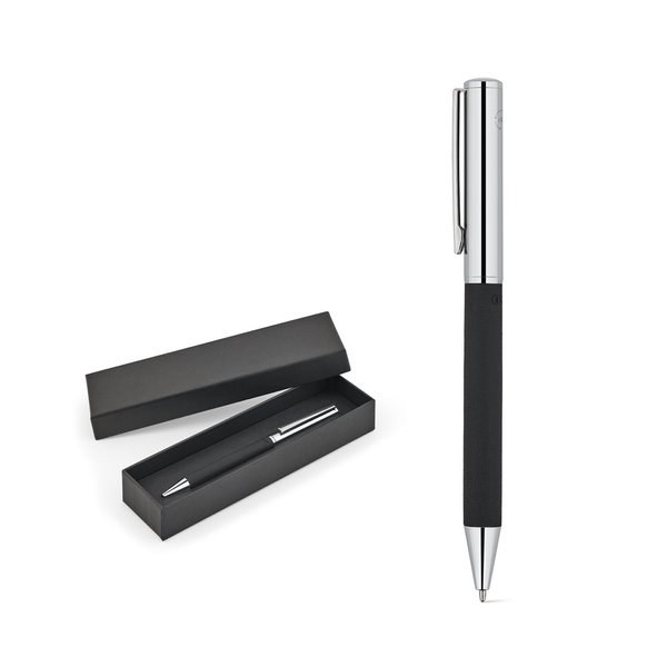 Dokumental® kuglepen i rustfrit stål med blank finish og sort blæk