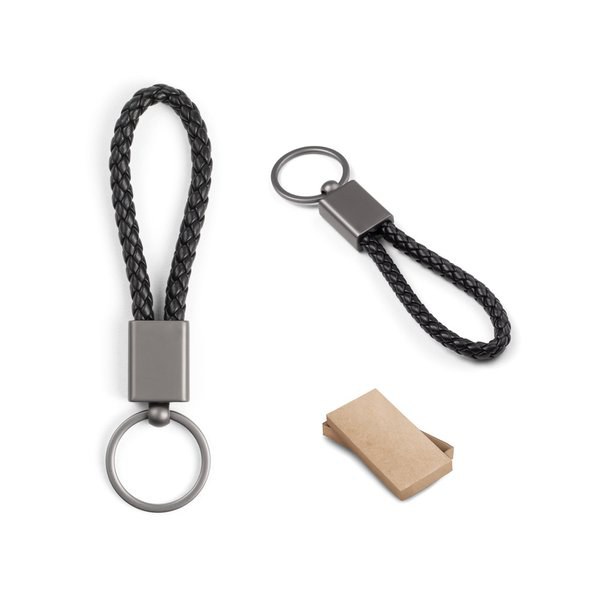 Rectangular key holder with braided polyester cord (21% recycled) and polyurethane (79% recycled) - Egotier 95133
